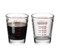 Versatile Heavy-Duty Glass Measuring Shot Glasses - Easy Read for Cooking, Espresso, and Medicine, 1 Ounce, 6 Teaspoons, 2 Tablespoons, 30Milliliters, Dishwasher Safe, 2-Pack