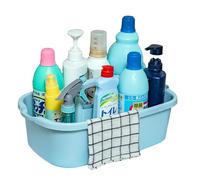 Versatile Home & Garden Utility Cleaning Caddy with Handle: All-Purpose Carry Tray for Bathroom, Kitchen, and Outdoor Cleaning Supplies Organizer 42 * 24 * 18cm (Grey + Blue)