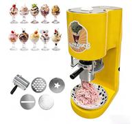 Versatile Ice Cream & Pasta Press, Commercial Spaghetti Ice Cream Maker with 4 Molds, 7.9 Gal/Hr Output, 6-8s/cup For Ice Cream Store, Bars, Cafes, Restaurant, Shop(Yellow)