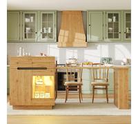 Versatile Kitchen Island with Extendable Table and 2 Drawers, Stylish Storage Cabinet for Dining Areas, 122-195L x 70W x 93.5H cm, Wood Aosom UK