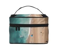 Versatile LargeAerial View of the Beach Cosmetic Bag: Water-Resistant Toiletry Organizer for Women Men â€“ Ideal for Gym Workouts, Vacations, and Business Trips
