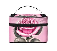 Versatile LargeBeautiful Pink Roses Cosmetic Bag: Water-Resistant Toiletry Organizer for Women Men â€“ Ideal for Gym Workouts, Vacations, and Business Trips
