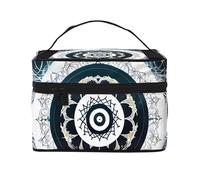 Versatile LargeBlack and White Round Totem Cosmetic Bag: Water-Resistant Toiletry Organizer for Women Men â€“ Ideal for Gym Workouts, Vacations, and Business Trips