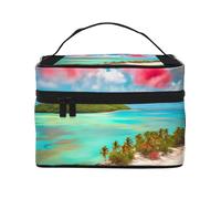 Versatile LargeCaribbean Scenery Cosmetic Bag: Water-Resistant Toiletry Organizer for Women Men â€“ Ideal for Gym Workouts, Vacations, and Business Trips