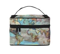 Versatile LargeCartoon World map Cosmetic Bag: Water-Resistant Toiletry Organizer for Women Men â€“ Ideal for Gym Workouts, Vacations, and Business Trips