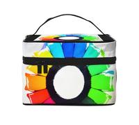 Versatile LargeColored Crayon Circles Cosmetic Bag: Water-Resistant Toiletry Organizer for Women Men â€“ Ideal for Gym Workouts, Vacations, and Business Trips