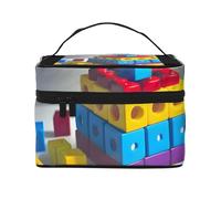 Versatile LargeColorful Building Blocks Cosmetic Bag: Water-Resistant Toiletry Organizer for Women Men â€“ Ideal for Gym Workouts, Vacations, and Business Trips