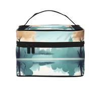 Versatile LargeFallen Leaves on a Tranquil Lake Cosmetic Bag: Water-Resistant Toiletry Organizer for Women Men â€“ Ideal for Gym Workouts, Vacations, and Business Trips