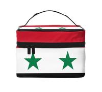 Versatile LargeFlag of The Syrian Arab Republic Cosmetic Bag: Water-Resistant Toiletry Organizer for Women Men â€“ Ideal for Gym Workouts, Vacations, and Business Trips