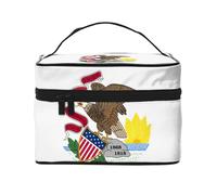 Versatile LargeIllinois State Flag Cosmetic Bag: Water-Resistant Toiletry Organizer for Women Men â€“ Ideal for Gym Workouts, Vacations, and Business Trips