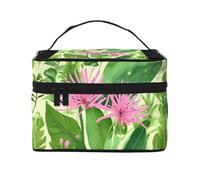 Versatile LargePink Plant Flowers Cosmetic Bag: Water-Resistant Toiletry Organizer for Women Men â€“ Ideal for Gym Workouts, Vacations, and Business Trips