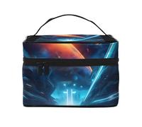 Versatile LargeScience Fiction Future Cosmetic Bag: Water-Resistant Toiletry Organizer for Women Men â€“ Ideal for Gym Workouts, Vacations, and Business Trips