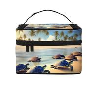 Versatile Largeturtles on the Beach Cosmetic Bag: Water-Resistant Toiletry Organizer for Women Men â€“ Ideal for Gym Workouts, Vacations, and Business Trips