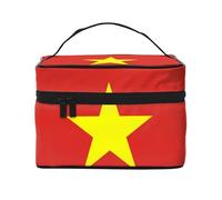 Versatile LargeVietnamese Flag Cosmetic Bag: Water-Resistant Toiletry Organizer for Women Men â€“ Ideal for Gym Workouts, Vacations, and Business Trips