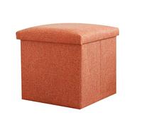 Versatile Linen Storage Cube Ottoman - Solid Color Single Seat Pouffe Footstool with Removable Lid Folding Toy Chest 30x30x30 cm Stylish & Functional Home Decor