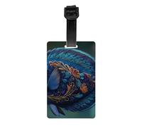 Versatile Luggage Tag PVC Light Durable Exquisite Blue Textured Fish Print for Quickly Find Your Luggage