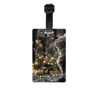 Versatile Luggage Tag PVC Light Durable Exquisite Cat Look at Bubbles Print for Quickly Find Your Luggage