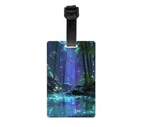Versatile Luggage Tag PVC Light Durable Exquisite Dreamy Bamboo Forest Print for Quickly Find Your Luggage