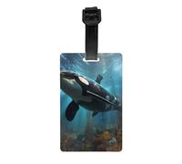 Versatile Luggage Tag PVC Light Durable Exquisite Huge Killer Whales Print for Quickly Find Your Luggage