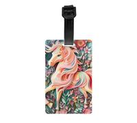 Versatile Luggage Tag PVC Light Durable Exquisite Pink Paper Cut Unicorn Print for Quickly Find Your Luggage