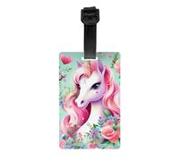 Versatile Luggage Tag PVC Light Durable Exquisite Pink Unicorn Print for Quickly Find Your Luggage