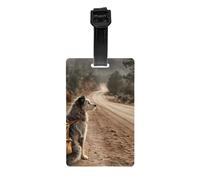 Versatile Luggage Tag PVC Light Durable Exquisite Puppy Waiting On The Roadside Print for Quickly Find Your Luggage