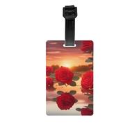 Versatile Luggage Tag PVC Light Durable Exquisite red Roses at Sunset Print for Quickly Find Your Luggage