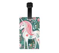 Versatile Luggage Tag PVC Light Durable Exquisite Unicorn with Pink Hair Print for Quickly Find Your Luggage