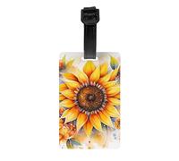 Versatile Luggage Tag PVC Light Durable Exquisite Yellow Sunflower in Oil Print for Quickly Find Your Luggage