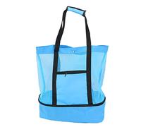 Versatile Mesh Beach Tote Bag, Top Zip Mesh Bag Cooler Tote for Beach Pool Cruise Vacation Essentials Cruise Ship Essentials 2026 (Blue)
