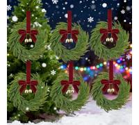 Versatile Mini Christmas Wreaths - Perfect Festive Decor for Every Corner, Kitchen Cabinet Wreath with Ribbon Bows and Bells, Vintage Hanging Holiday Decor for Fireplace Window Farmhouse(6 pack)