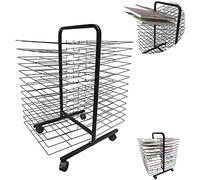 Versatile Mobile Art Drying Rack with Wire Shelves - Sturdy Easel for Art Studios Classrooms & Use - Durable Black Powder Coated Finish for Maximum Stability