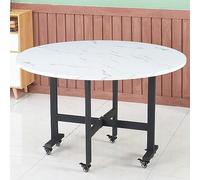 Versatile Mobile Folding Dining Table, Round Drop-Leaf Design, Space-Saving with 6 Wheels, Sturdy Metal Frame, Perfect for Small Kitchens & Dining Rooms (110cm/43.3in)