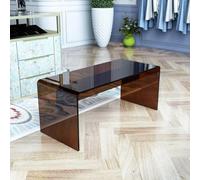 Versatile Modern Acrylic Bench - 31.5in Backless Lounge Chair & Shoe Changing Stool for Living Room Bedroom Entryway or Store - Stylish Brown Accent Furniture