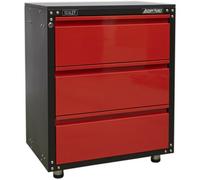 Versatile Modular 3 Drawer Cabinet With Worktop And Ball Bearing Slides For Garage Storage