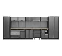 Versatile Modular Garage Storage System With Pressed Wood Worktop