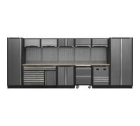 Versatile Modular Garage Storage System With Pressed Wood Worktop - 4915 X 460 X 2000mm