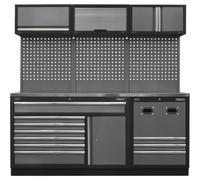 Versatile Modular Garage Storage System With Stainless Steel Worktop - 2040mm X 460mm X 2000mm