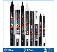 Versatile Permanent Water Based Paint Marker Pens Black and White Pack of 8