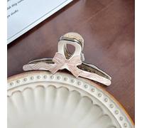 Versatile polka dot grab clip imitation acetic acid bow hairpin simple disc hair shark clip hairpin headgear (Coffee fine lines medium -11.2cm)