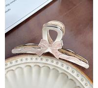 Versatile polka dot grab clip imitation acetic acid bow hairpin simple disc hair shark clip hairpin headgear (Coffee fine lines large -12.8cm)