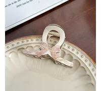 Versatile polka dot grab clip imitation acetic acid bow hairpin simple disc hair shark clip hairpin headgear (Coffee fine lines small -8.1cm)