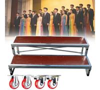 Versatile Portable Choir Stage Risers with Wheels, Heavy-Duty Non-Slip Metal Rolling Standing Platforms, Staircase Riser for Theater Concert Hall Church Performance