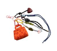 Versatile PU Leather Bag for Keys and Accessories Handbag Keyring Coin Purse with Braided Rope Handmade Keychain Portable Holder
