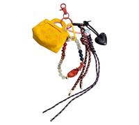 Versatile PU Leather Bag for Keys and Accessories Handbag Keyring Coin Purse with Braided Rope Handmade Keychain Portable Holder