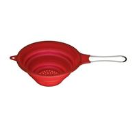 Versatile Red Silicone Zing Strainer, Collapsible Strainer With Handle, Versatile Silicone Strainer