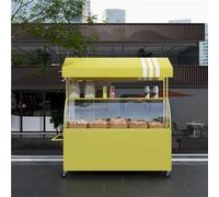 Versatile Rolling Metal Display Cart with Canopy & Acrylic r - Perfect for Vendors Desserts Flowers - Ideal for Malls & Outdoor Events (Yellow 47.2" L x 23.6" W x 76.8" H)