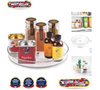 iDesign Rotatable Spice Rack, Small Plastic Kitchen Cupboard Storage for Spices and Condiments, Rotating Spice Jars Holder for Kitchen and Pantry, Clear