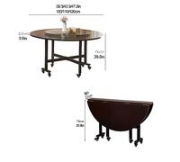 Versatile Round Folding Dining Table with Drop-Leaf Design, Mobile with 6 Wheels, Sturdy Metal Frame, Perfect for Small Space Dining Room & Kitchen (110cm/43.3in, Color C)
