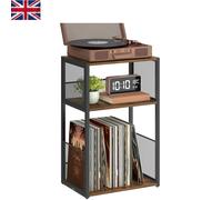 VASAGLE Record Player Stand, 3-Tier Side Table, Vinyl Record Storage up to 100 Albums, End Table for Living Room, Bedroom, Rustic Brown LET275K01
